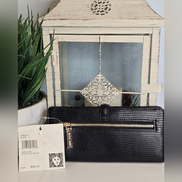 Anne Klein Black 2 Pce Wallet with Gold Buckle - Picture 3 of 6